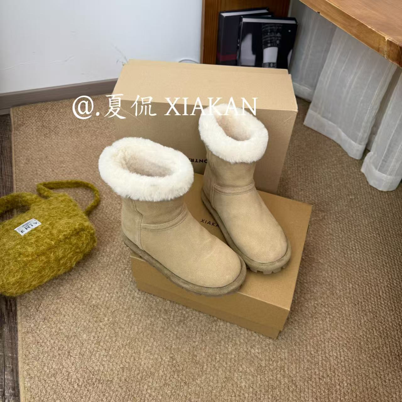夏侃XIAKAN 谬里谬气~6cm内增高雪地靴女冬季百搭休闲保暖棉鞋