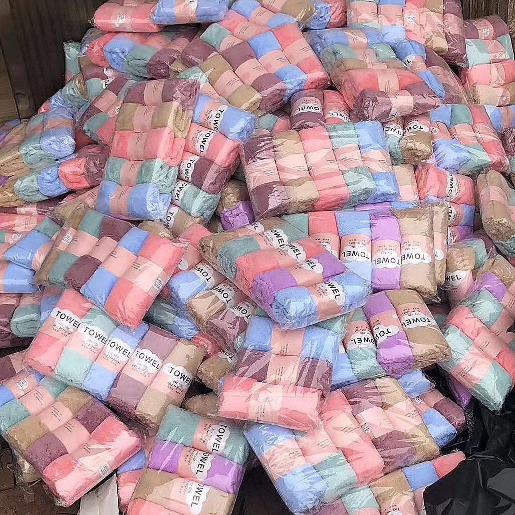 高密度珊瑚绒毛巾现货生产吸水不掉毛割绒腰封包装礼品毛巾