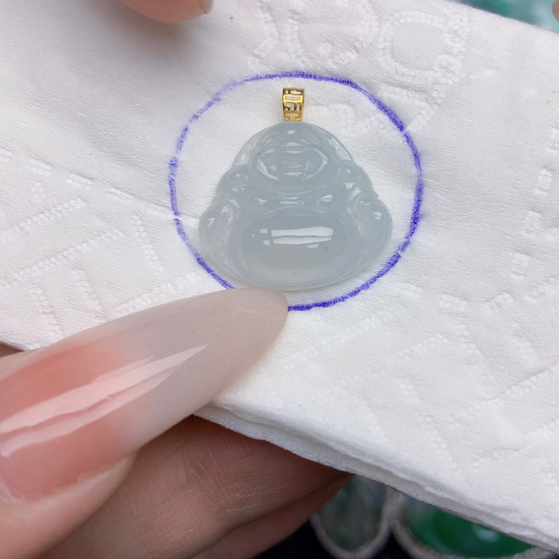 翡翠18K金镶嵌颈饰天然缅甸翡翠a货百元以上9元证书费自理