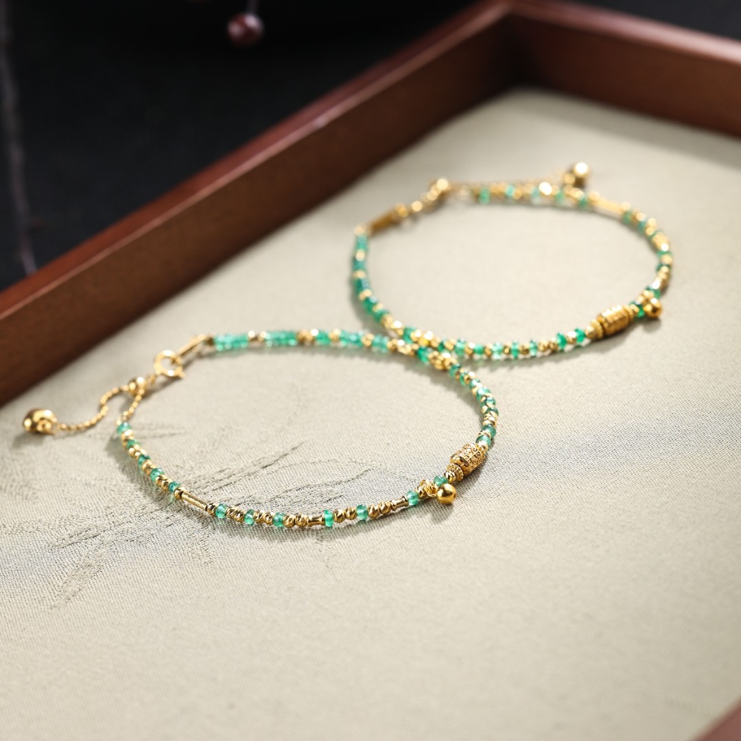 【举石严选】H1224-1000-071祖母绿手链18k（一件/多样性发）E