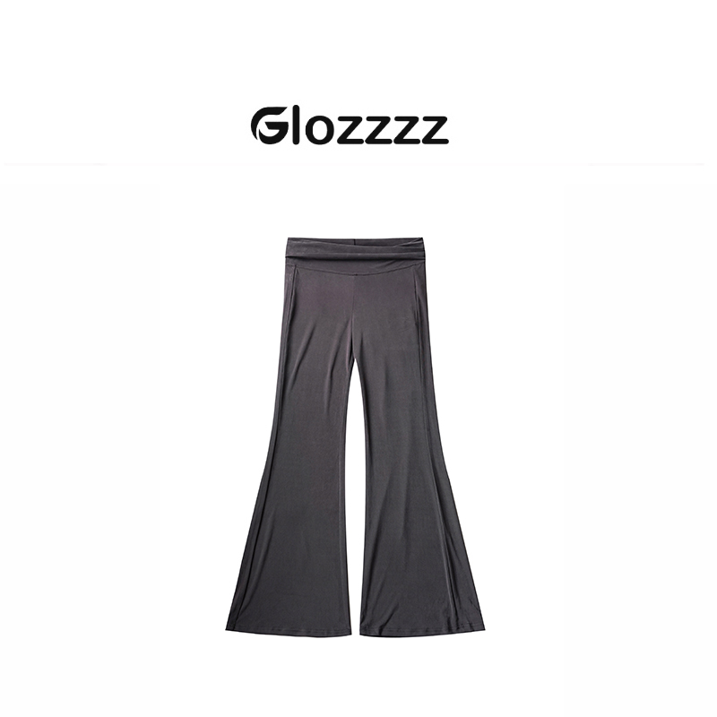 【Glozzzz】针织垂垂裤可翻折腰头凉感微喇休闲拖地长裤880715-2