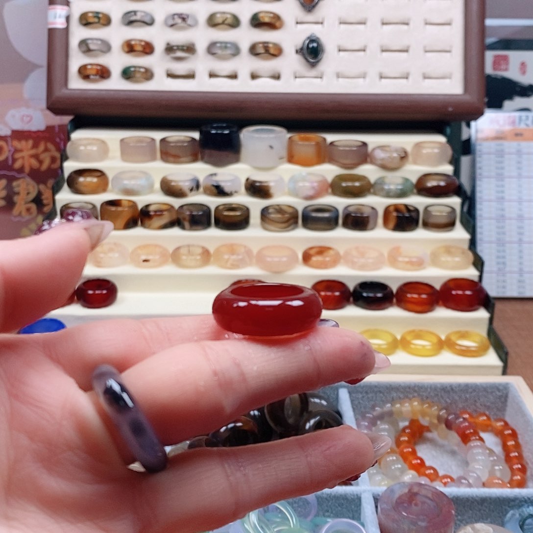 玛瑙/玉髓戒指未镶嵌镜*