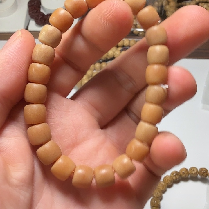 星月菩提手串9×8陈化白玉菩提