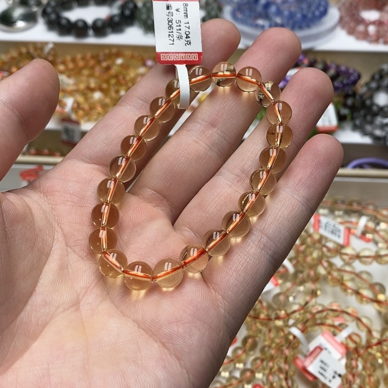 【闪购商品】黄晶手串未镶嵌天然黄水干净8.0