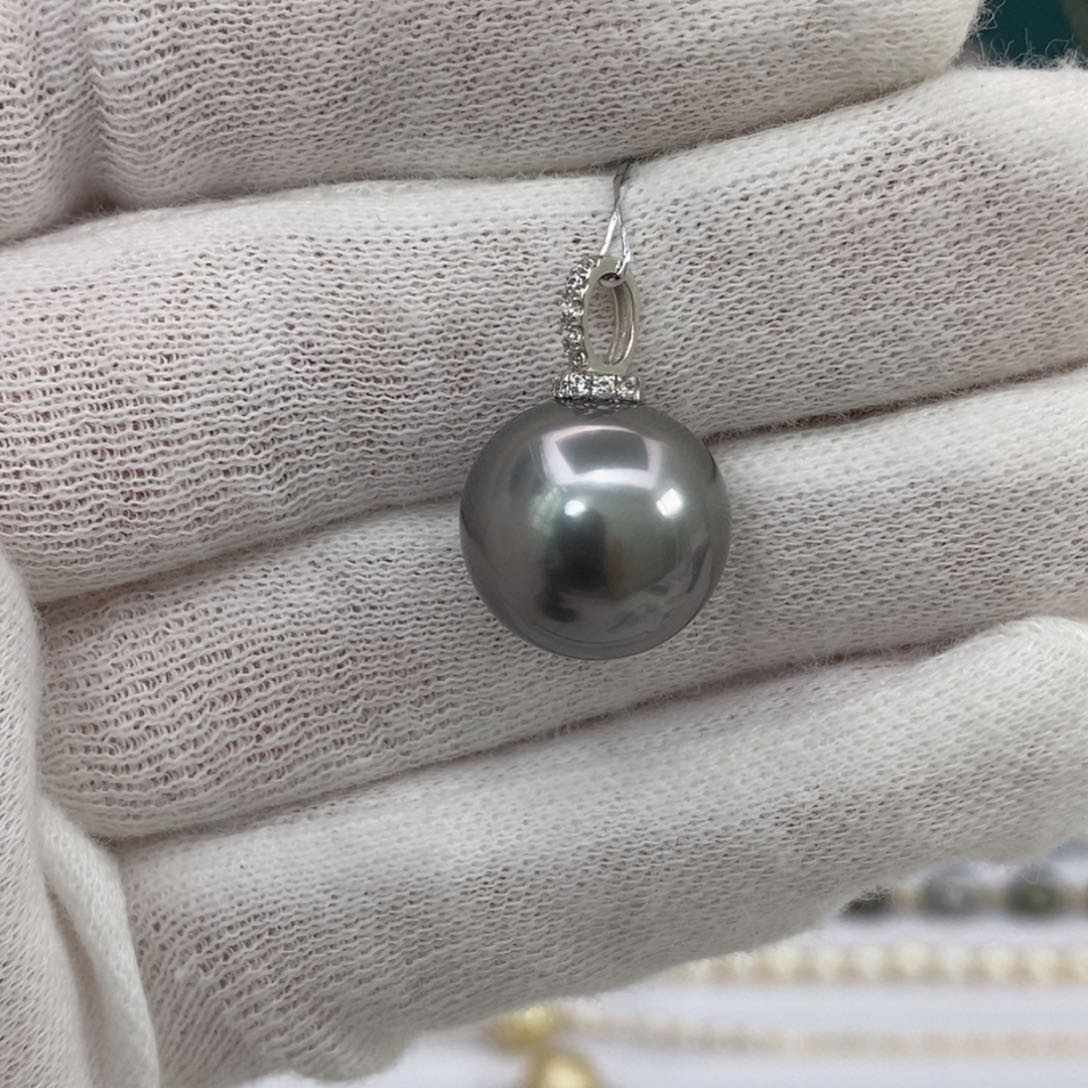 海水珍珠颈饰18K金镶嵌13-14m m