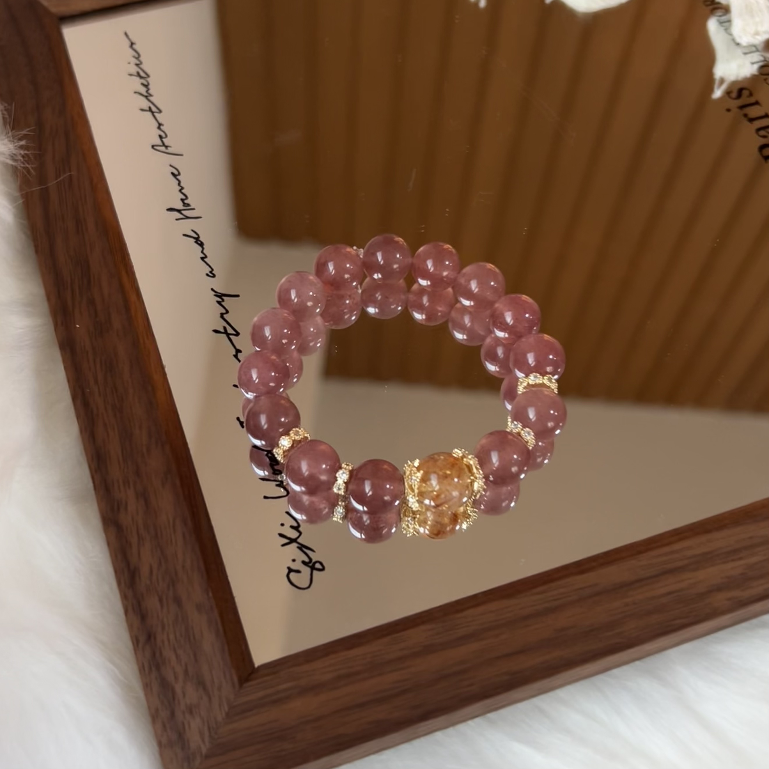 【吸引法则】12mm黄水晶＋11.5mm草莓晶 手串原创设计天然水晶