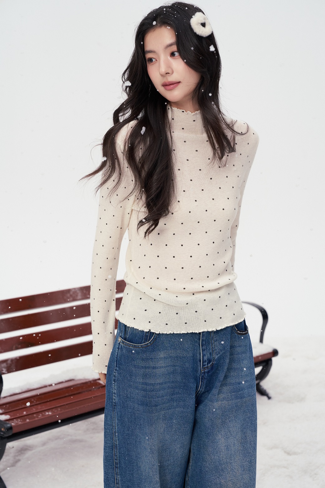 NOT FOR US 25AW黑色/白色/灰色波点针织打底上衣