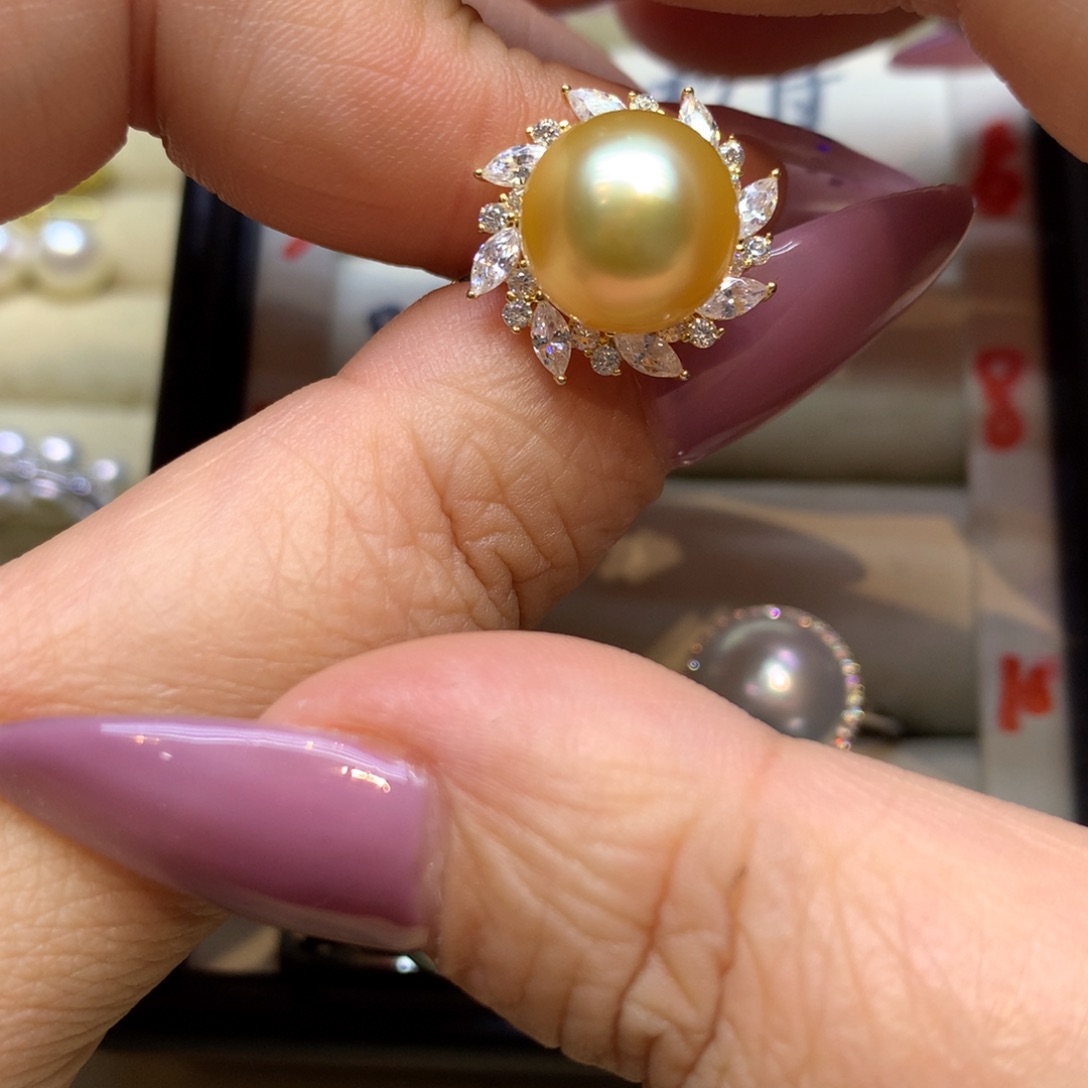 银S925镶嵌戒指海水珍珠