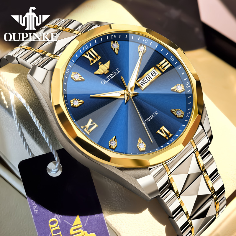 瑞士欧品客经典时尚潮流全自动简约百搭典雅高档机械手表男表3313