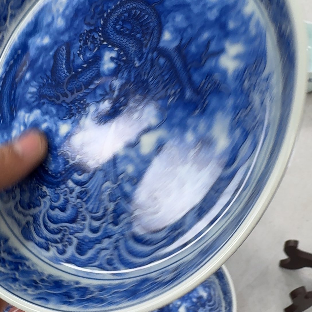 摆件青花龙吸水大壶承