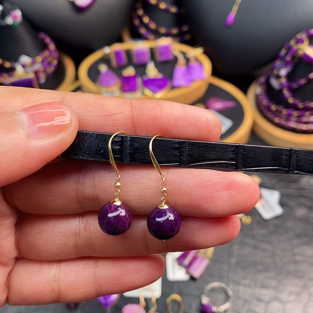 苏纪石（舒俱来）18K金镶嵌耳饰