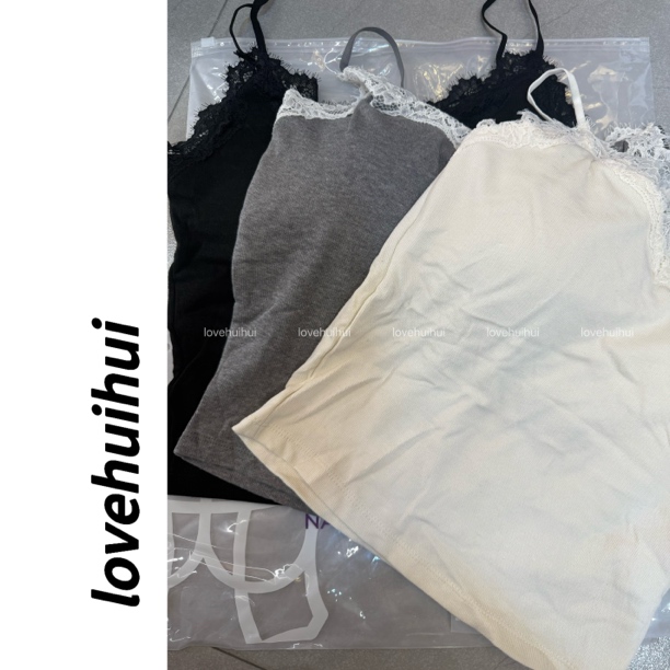 lovehuihui 《风纯欲吊带》蕾丝带胸垫修身显瘦外穿内搭