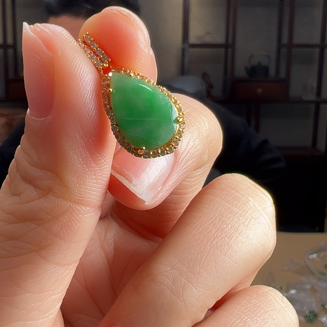 翡翠银S925镶嵌颈饰吊坠32