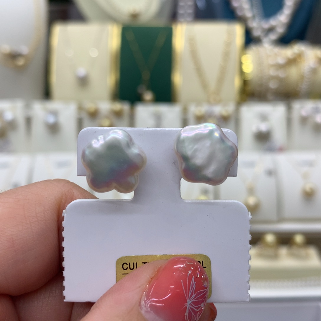 淡水珍珠耳饰银S925镶嵌