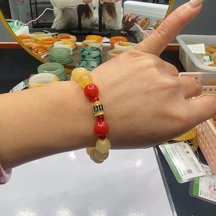 石英质玉（黄龙玉）合金手镯