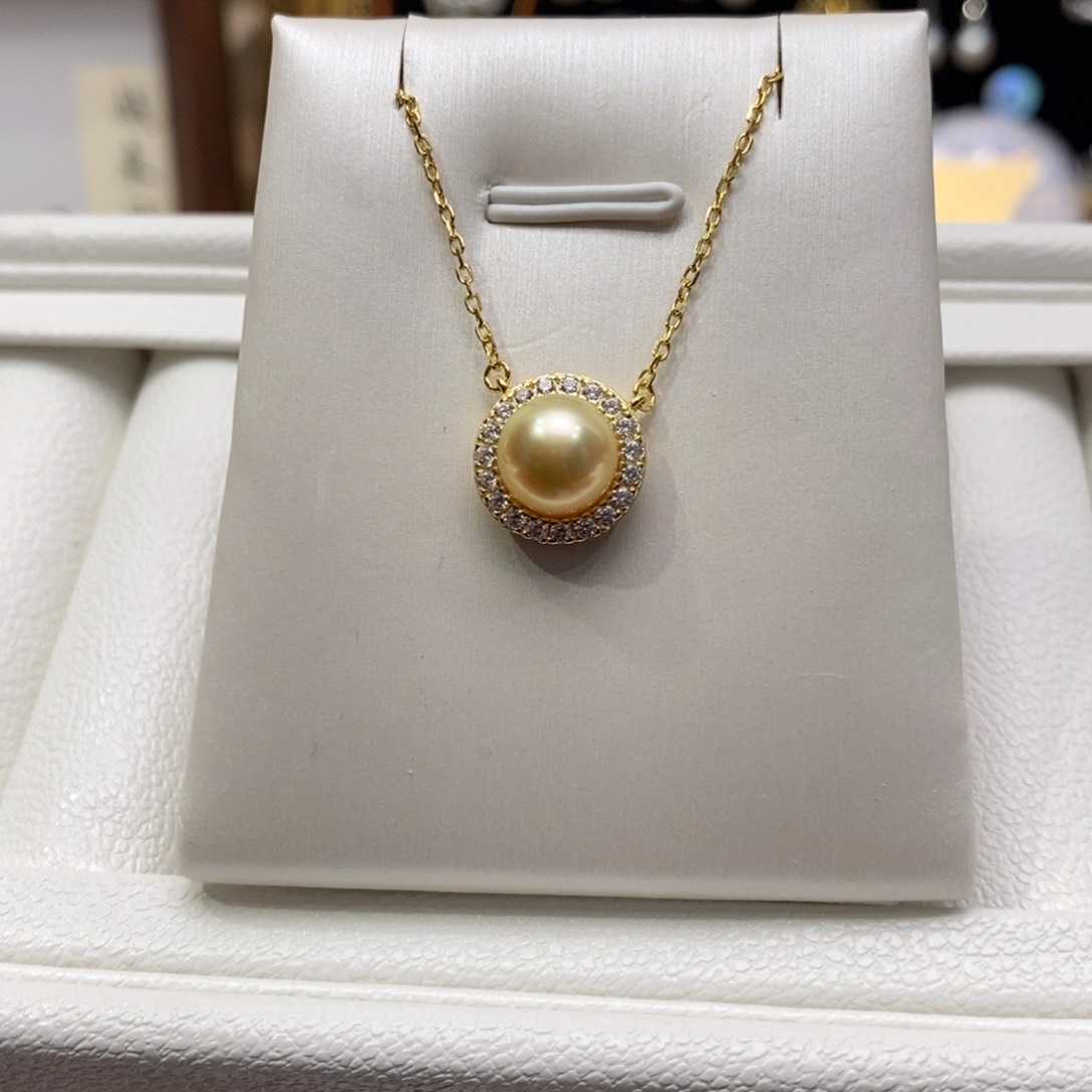 海水珍珠颈饰银S925镶嵌8-9