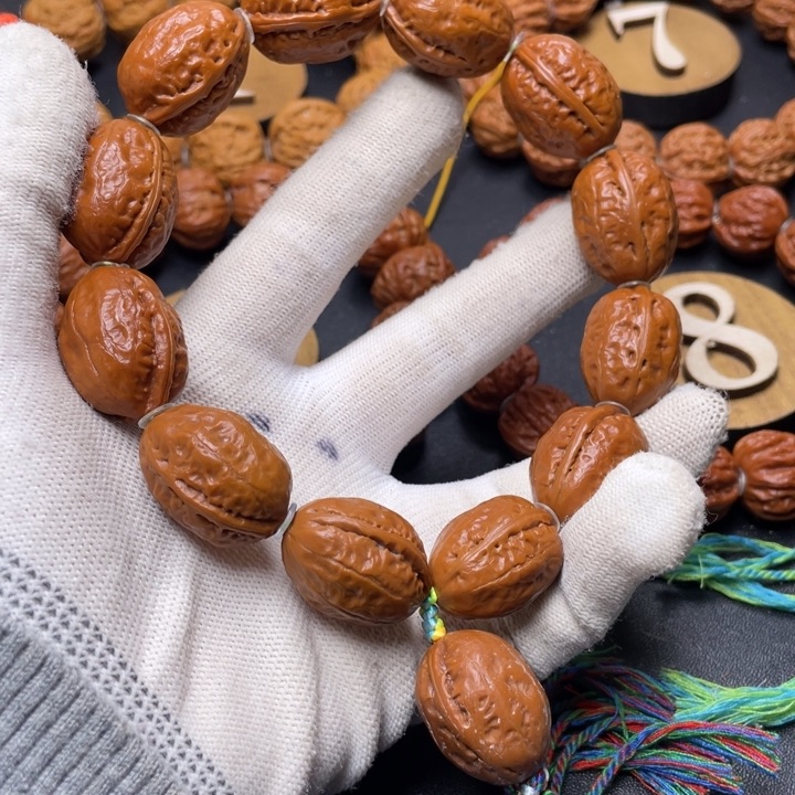 文玩核桃手串浅纹红皮大枣手串
