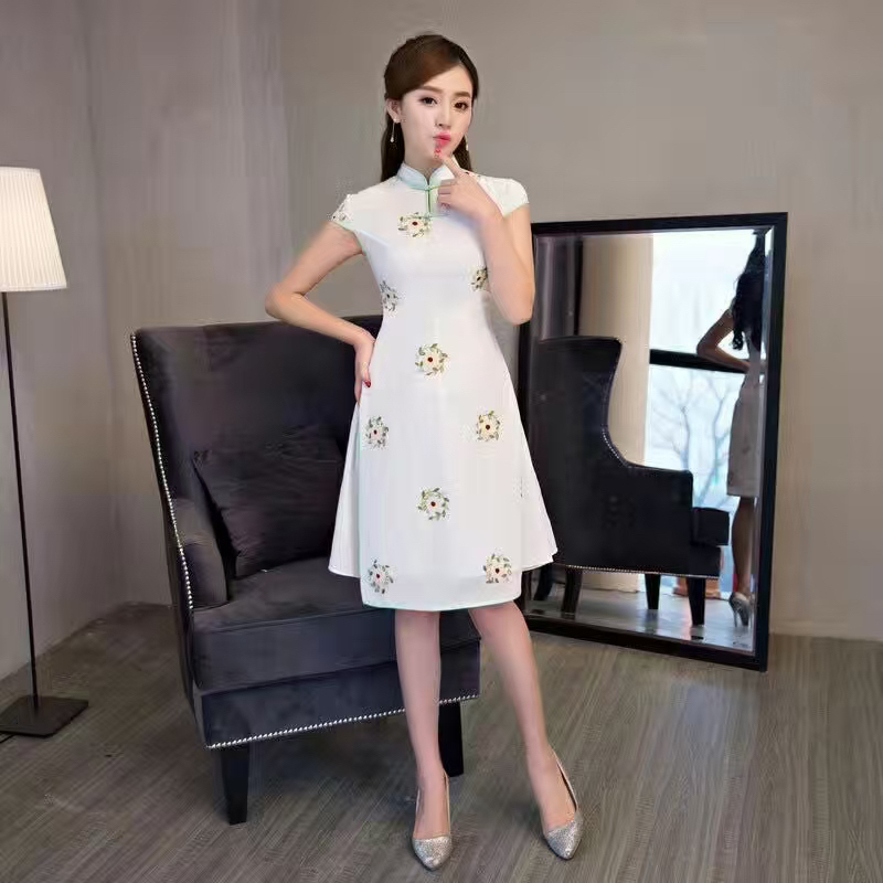【3005 奥黛 小绣花 】显瘦气质修身优雅复古旗袍