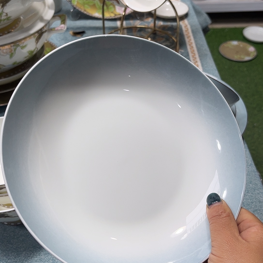 瓷片渐变八寸深盘四个微瑕