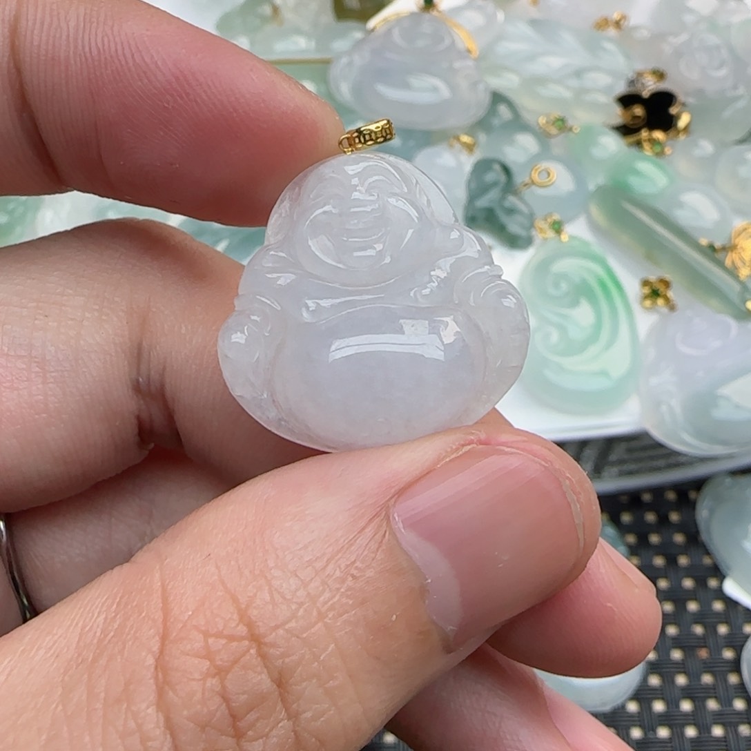 【闪购商品】翡翠吊坠(不含链)18K金镶嵌佛公