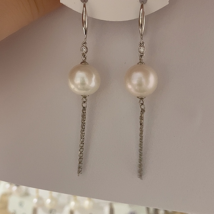 淡水珍珠耳饰银S925镶嵌