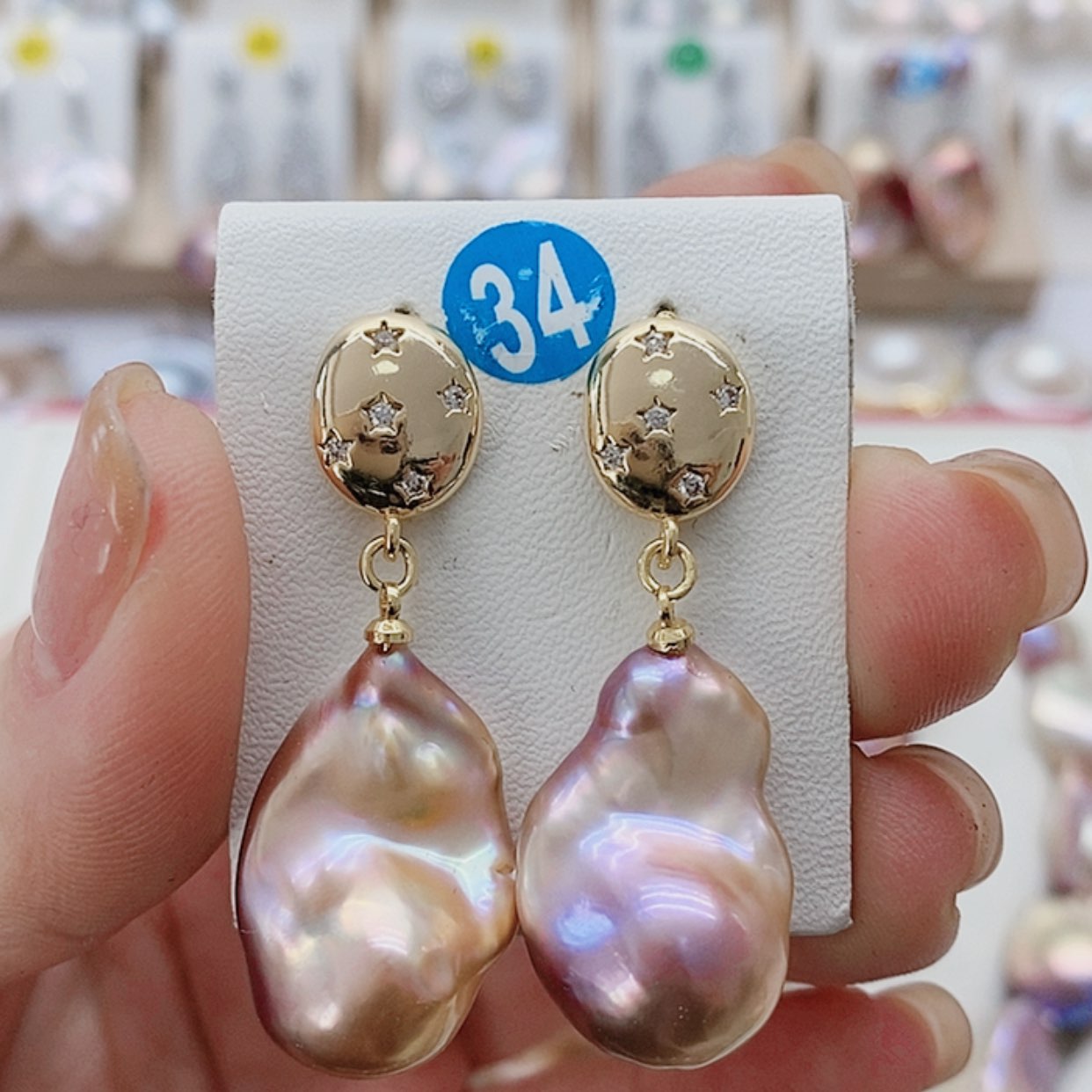 【闪购商品】淡水珍珠耳饰9K金镶嵌