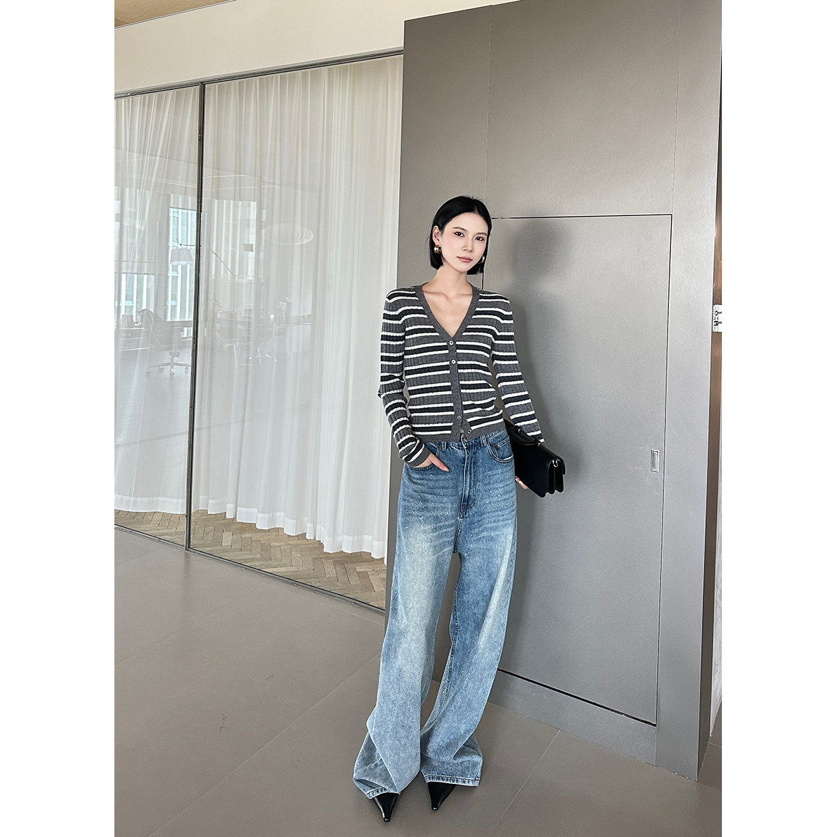 SOLSOL买手店 MANZANILLA设计师品牌 24秋冬新款 条纹针织开衫