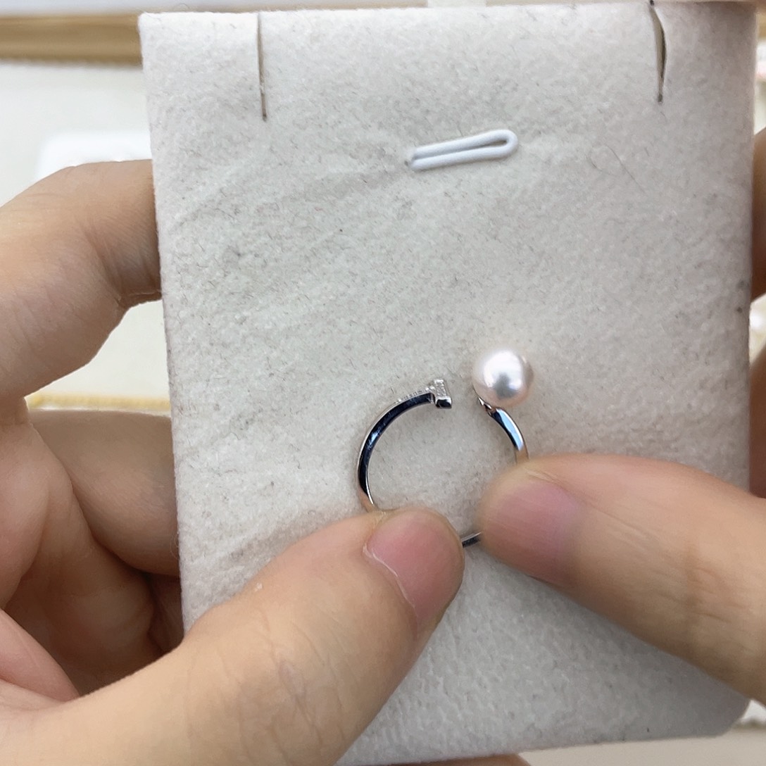 海水珍珠戒指银S925镶嵌7-7.5戒指