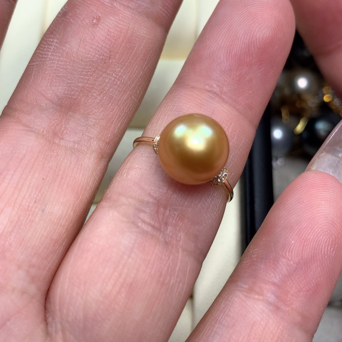 海水珍珠戒指18K金镶嵌