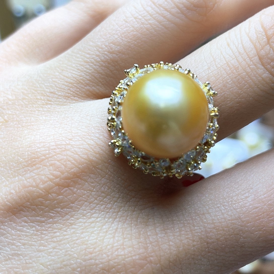 海水珍珠戒指银S925镶嵌