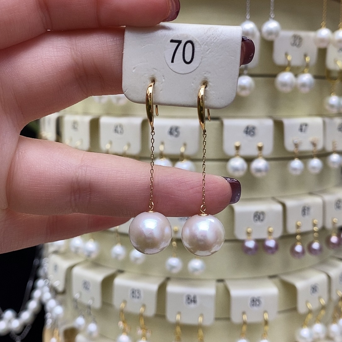 淡水珍珠耳饰18K金镶嵌