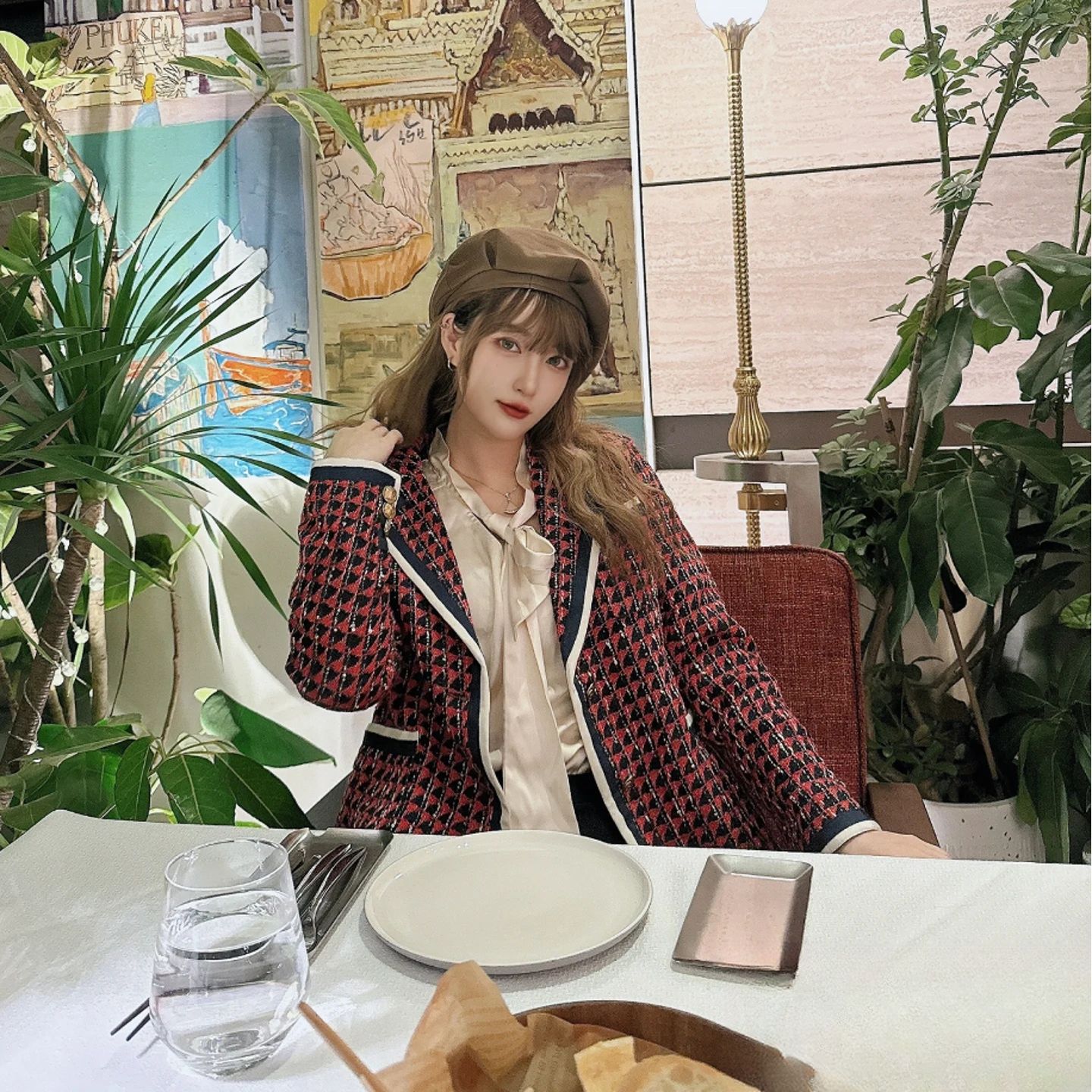 未使用 GUCCI/古驰 2409229/40码/千鸟格虎头扣外套（150/40）