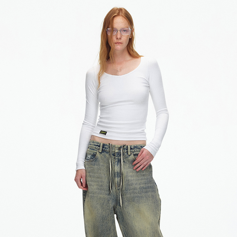 ECHOADE 实用美学优雅大圆领贴身长袖打底衫