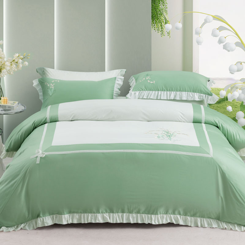 「多喜爱直营门店」60S贡缎长绒棉四件套 山谷风铃/聆听幸福/花语颂