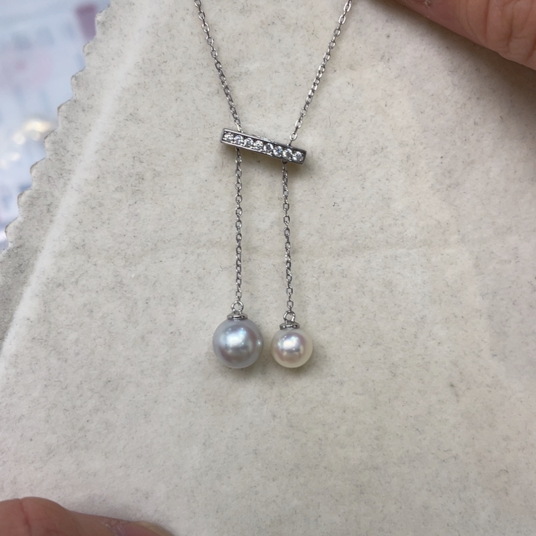 银S925镶嵌海水珍珠项链