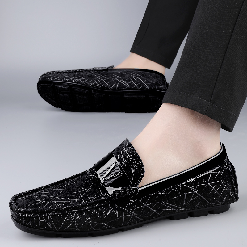 白小强2025秋季新款时尚男士真皮牛皮鞋一脚蹬开车鞋百搭休闲皮鞋