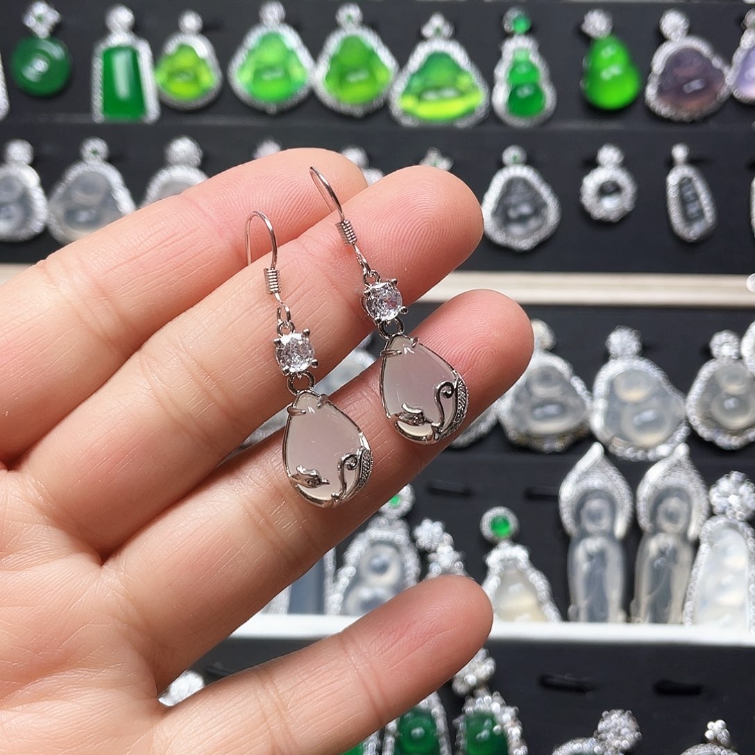 玛瑙/玉髓耳环合金