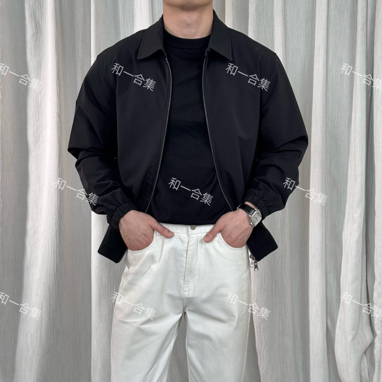 特价 春季新款行政商务休闲百搭软壳防水翻领老钱通勤夹克外套