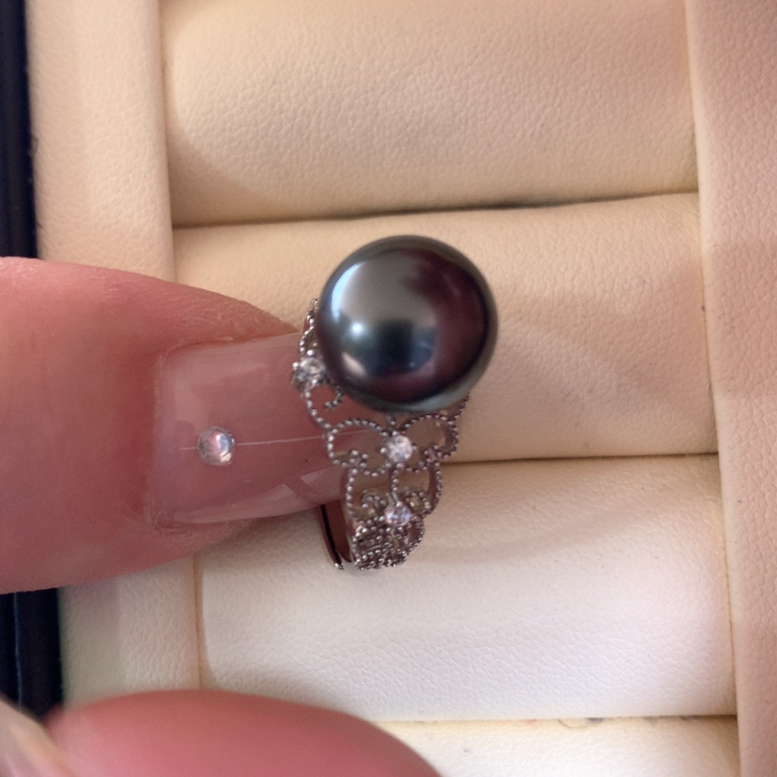 银S925镶嵌戒指海水珍珠