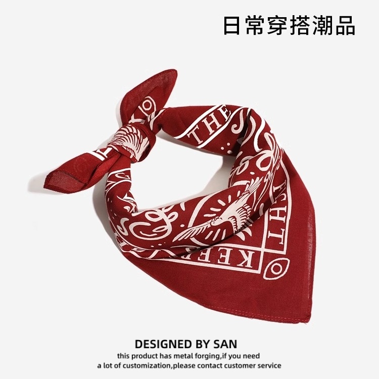 复古阿美咔叽方巾潮流日式三角巾领巾嘻哈街舞头巾丝巾扣裤巾配饰