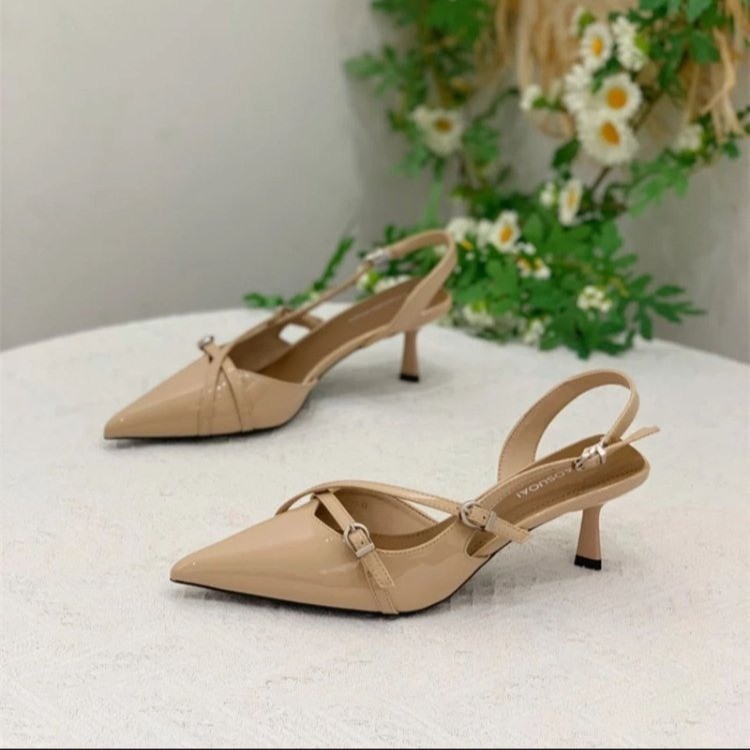 高跟鞋气质单鞋凉鞋时尚细跟尖头百搭性感女士夏季真皮春季春夏