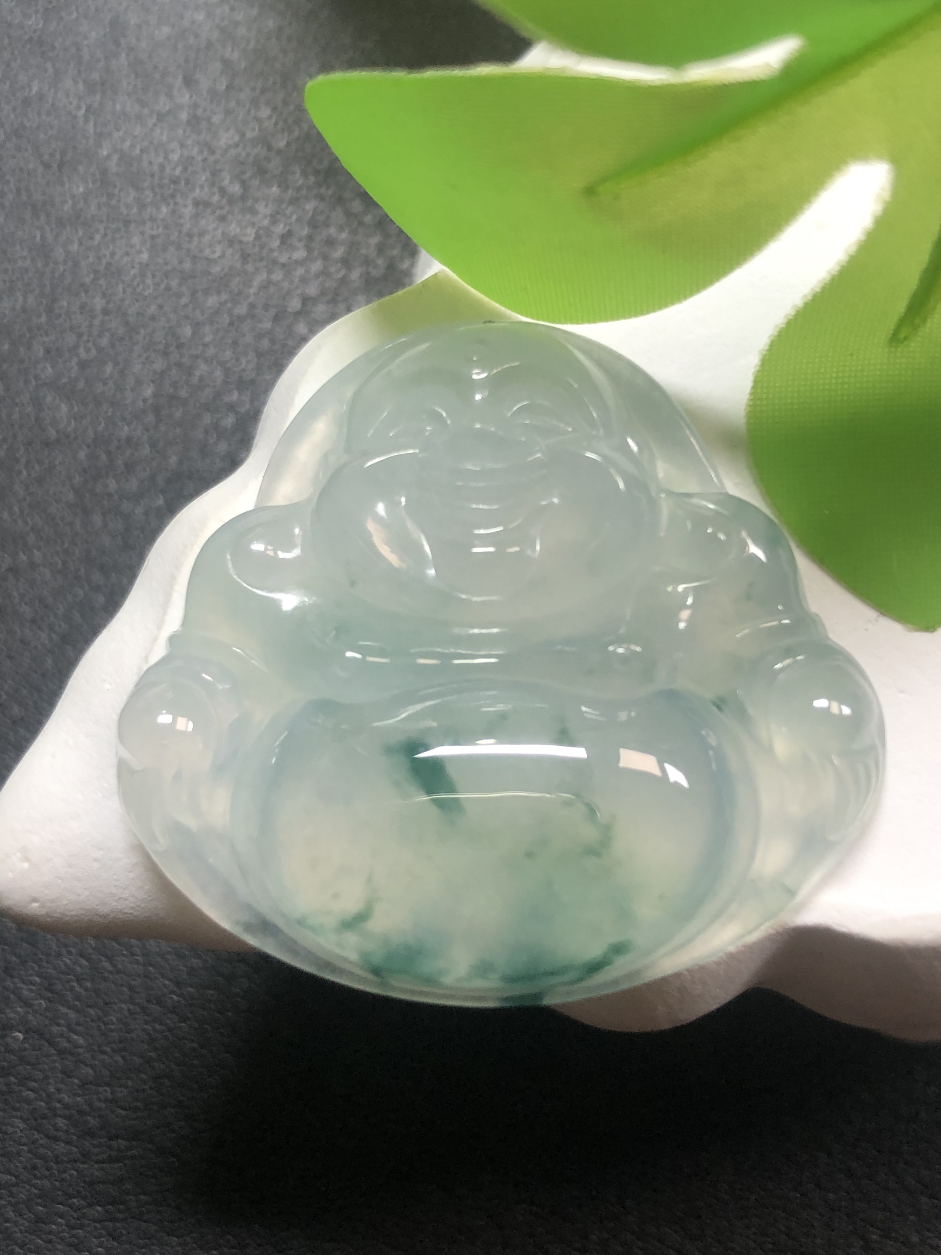 天然缅甸翡翠A货冰飘花佛公尺寸35/32/6