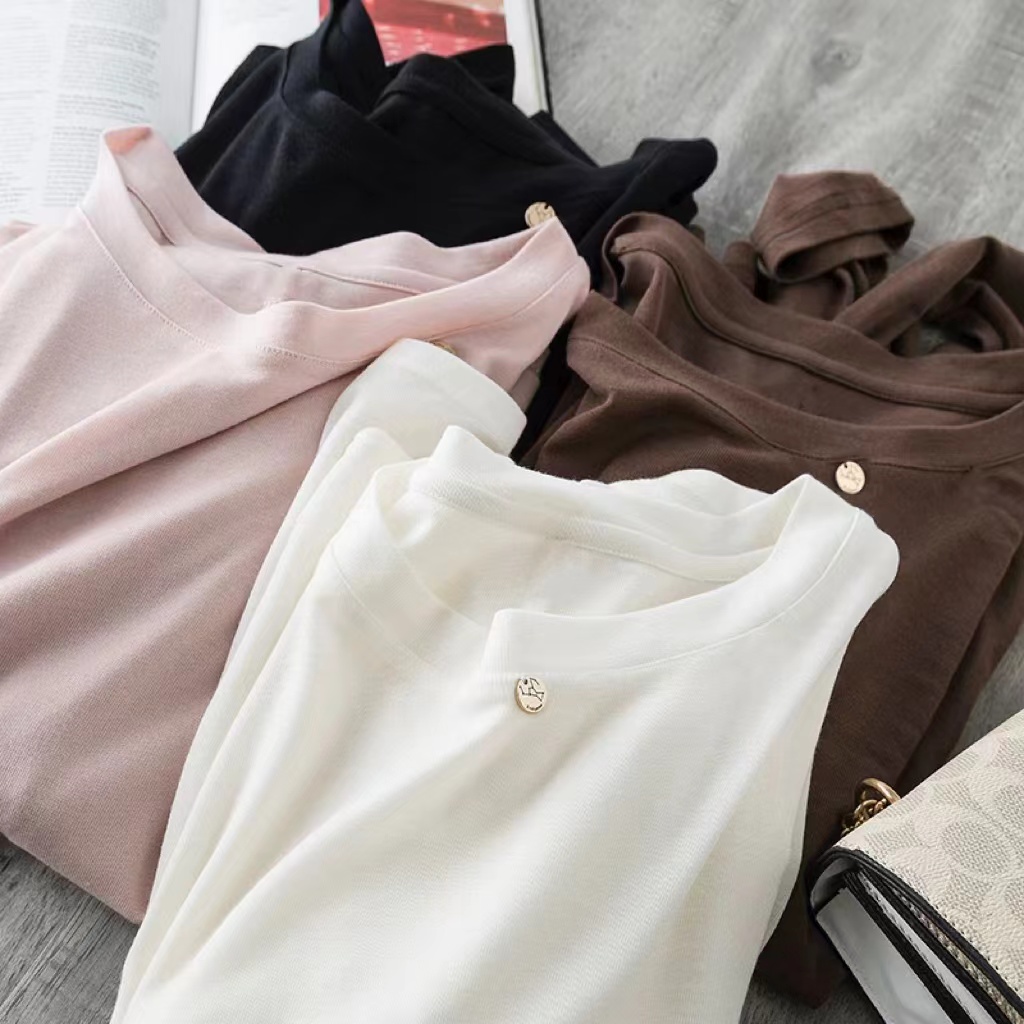 丽丽家~水溶铁片短袖亲肤！贴身穿！柔软水溶面膜圆领百搭上衣