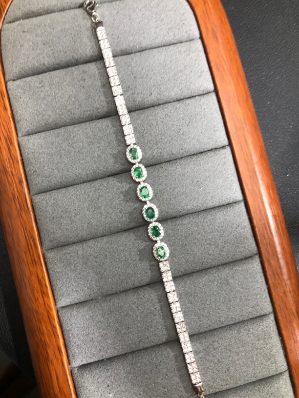 天然祖母绿手链火彩好色好