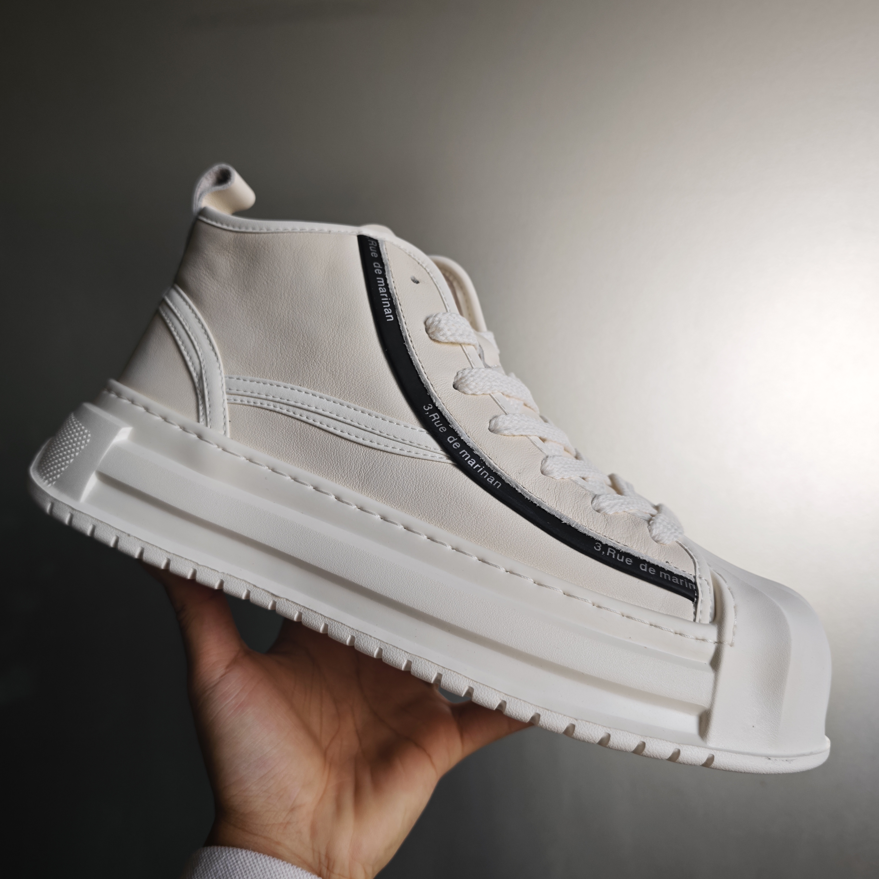 353-秋冬新款中高邦百搭小白鞋潮流舒适真皮潮鞋时尚男鞋休闲鞋