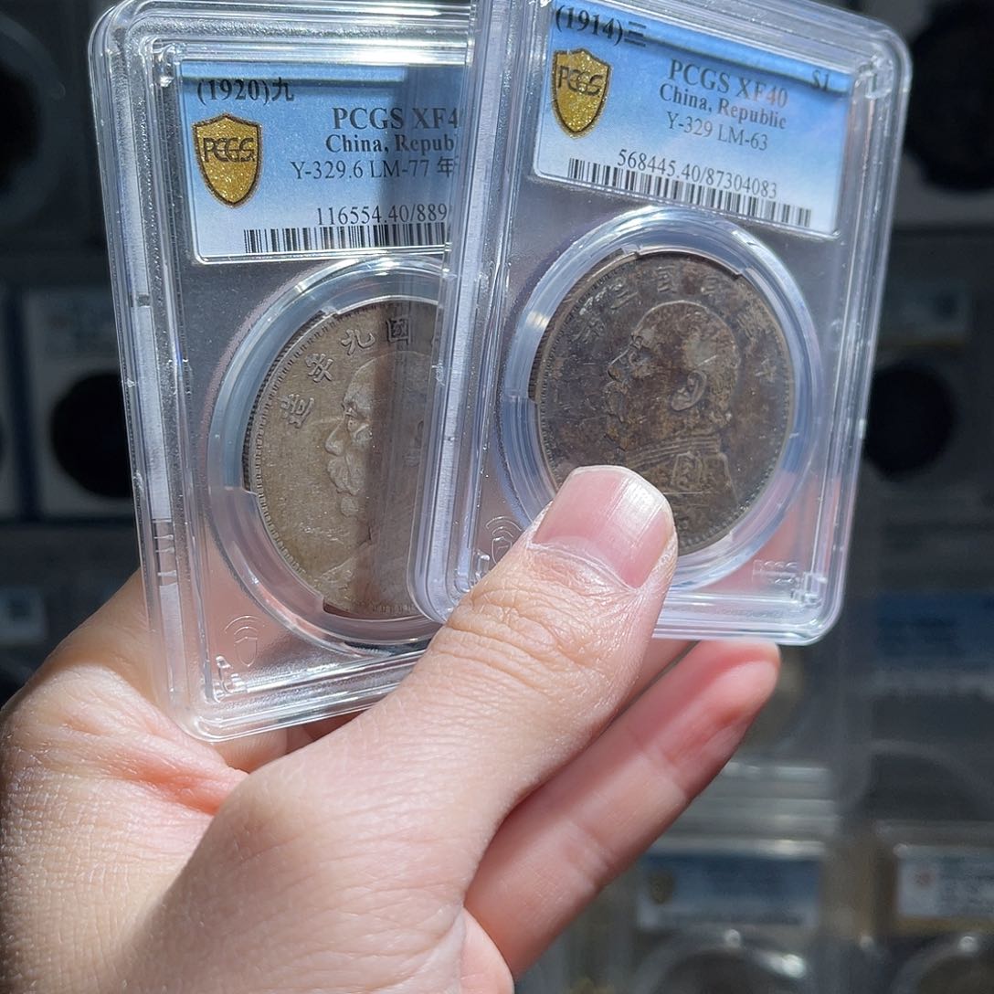 银袁大头pc40分保真1枚鸡哥