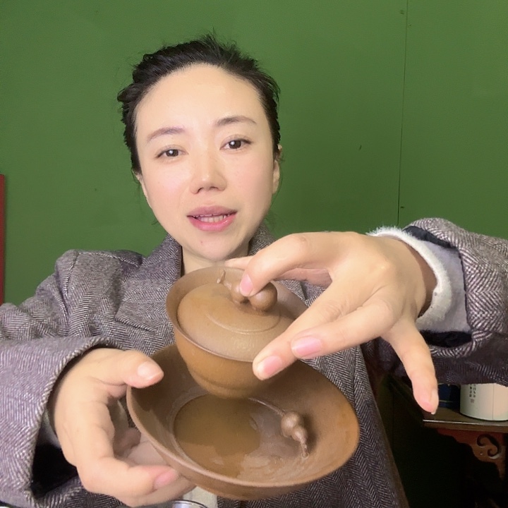 福禄盖碗带壶承老岩泥