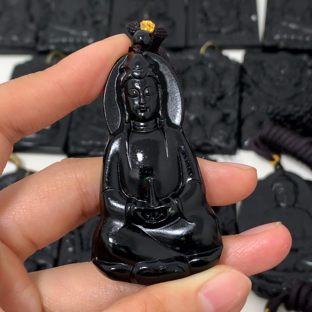 磨***炼天然缅甸a货钢琴黑挂件