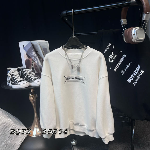 6F09。25504冬季一体绒卫衣童装