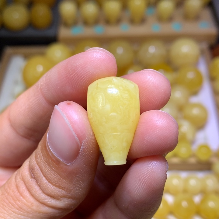 蜜蜡裸石未镶嵌天然俄料白花蜜蜡三通13.2